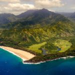 Aerial Landscape View Of Shoreline At Na Pali Coast, Kauai, Hawa