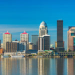 Louisville downtown skyline with reflections on the Ohio River