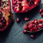 Pieces and grains of ripe pomegranate. Pomegranate seeds. Part o